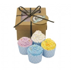 Luxury 100% Natural Handmade Cupcake Vegan Kids Aromatherapy Oil Coconut fizzy bath bombs packaging gift set