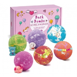 Private Label 100% Handmade with All Natural and Organic Ingredients Kids Bath Bombs Gift Set with Surprise Toys Inside