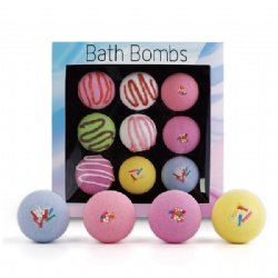 donuts hotel bath bomb colorful label customized bathtub bomb gift box OEM for personal cleaning and whitening skincare