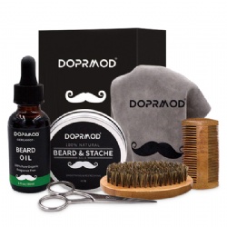 Private Label Organic Natural Beard Balm Wax Beard Oil Roller Beard Growth Grooming Care Set With Cloth Bag And Oil For Men Gift